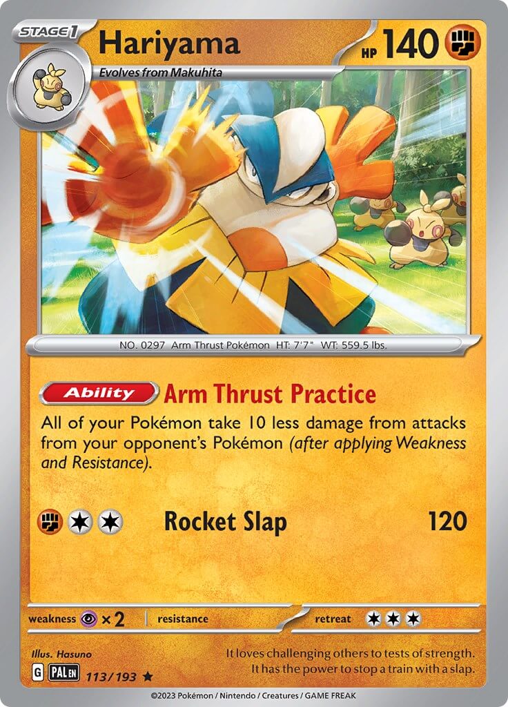 Hariyama [PAL - 113/193] Condition: Near Mint Collectible Trading Cards SV02: Paldea Evolved Also available: Language: English Printing: Holofoil