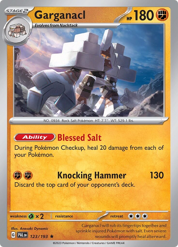 Garganacl [PAL - 123/193] Condition: Near Mint Collectible Trading Cards SV02: Paldea Evolved Also available: Language: English Printing: Holofoil