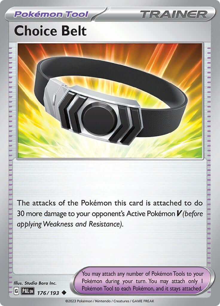 Choice Belt [PAL - 176/193] Condition: Near Mint Collectible Trading Cards SV02: Paldea Evolved Also available: Language: English Printing: Reverse Holofoil