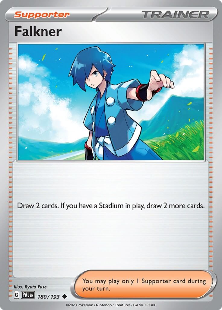 Falkner - 180/193 [PAL - 180/193] Condition: Near Mint Collectible Trading Cards SV02: Paldea Evolved Also available: Language: English Printing: Reverse Holofoil