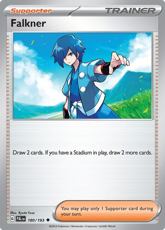 Falkner - 180/193 [PAL - 180/193] Condition: Near Mint Collectible Trading Cards SV02: Paldea Evolved Also available: Language: English Printing: Reverse Holofoil