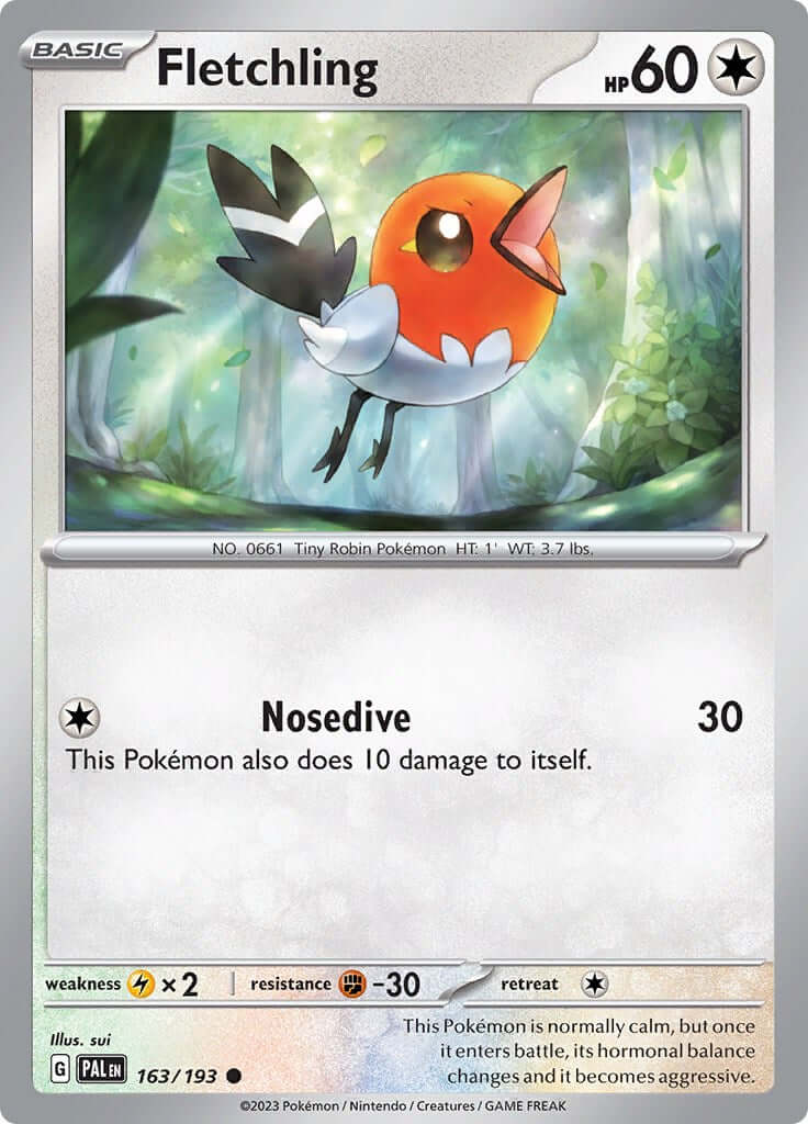 Fletchling [PAL - 163/193] Condition: Near Mint Collectible Trading Cards SV02: Paldea Evolved Also available: Language: English Printing: Reverse Holofoil