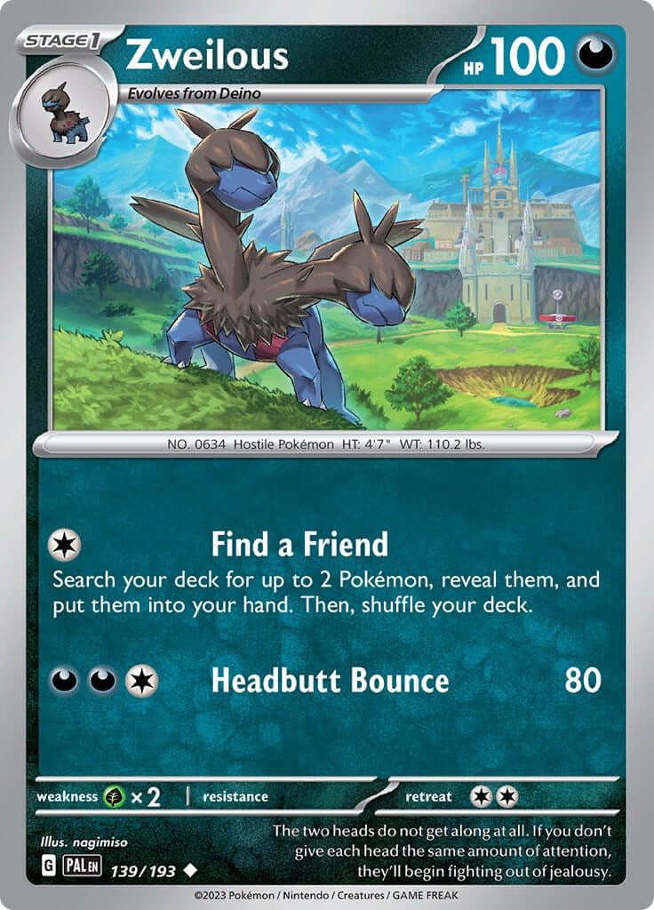 Zweilous [PAL - 139/193] Condition: Near Mint Collectible Trading Cards SV02: Paldea Evolved Also available: Language: English Printing: Reverse Holofoil