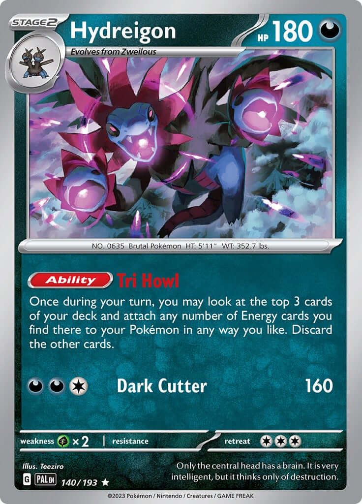 Hydreigon [PAL - 140/193] Condition: Near Mint Collectible Trading Cards SV02: Paldea Evolved Also available: Language: English Printing: Holofoil