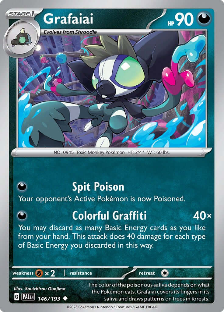 Grafaiai [PAL - 146/193] Condition: Near Mint Collectible Trading Cards SV02: Paldea Evolved Also available: Language: English Printing: Reverse Holofoil