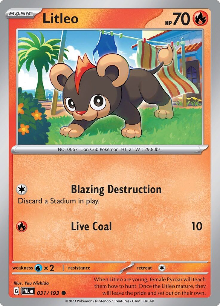 Litleo [PAL - 031/193] Condition: Near Mint Collectible Trading Cards SV02: Paldea Evolved Also available: Language: English Printing: Reverse Holofoil