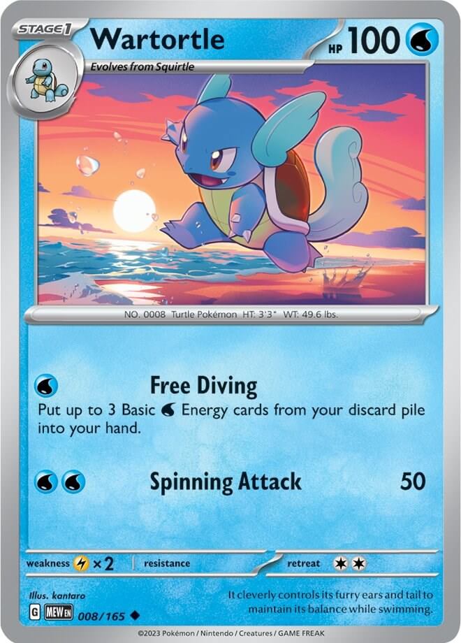 Wartortle - 008/165 [MEW - 008/165] Condition: Near Mint Collectible Trading Cards SV: Scarlet & Violet 151 Also available: Language: English Printing: Reverse Holofoil