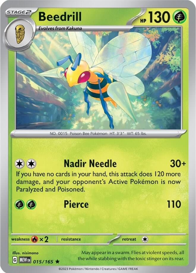 Beedrill [MEW - 015/165] Condition: Near Mint Collectible Trading Cards SV: Scarlet & Violet 151 Also available: Language: English Printing: Holofoil