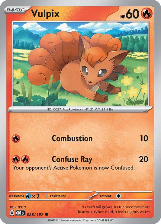 Vulpix [OBF - 028/197] Condition: Near Mint Collectible Trading Cards SV03: Obsidian Flames Also available: Language: English Printing: Reverse Holofoil