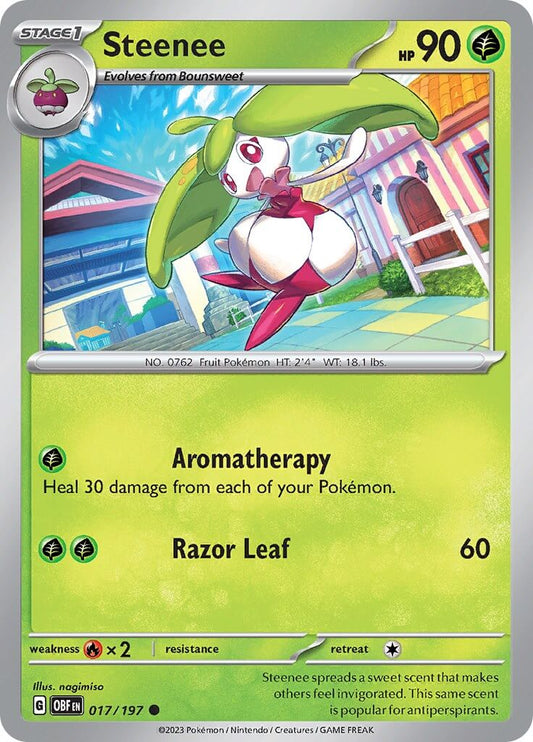 Steenee [OBF - 017/197] Condition: Near Mint Collectible Trading Cards SV03: Obsidian Flames Also available: Language: English Printing: Reverse Holofoil