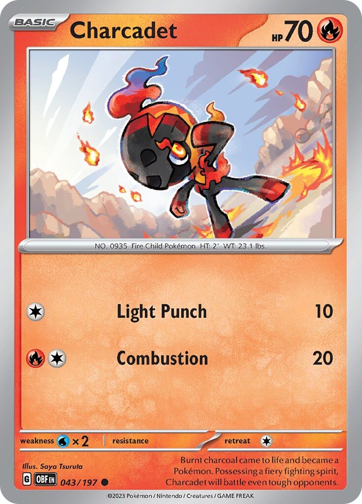 Charcadet [OBF - 043/197] Condition: Near Mint Collectible Trading Cards SV03: Obsidian Flames Also available: Language: English Printing: Reverse Holofoil