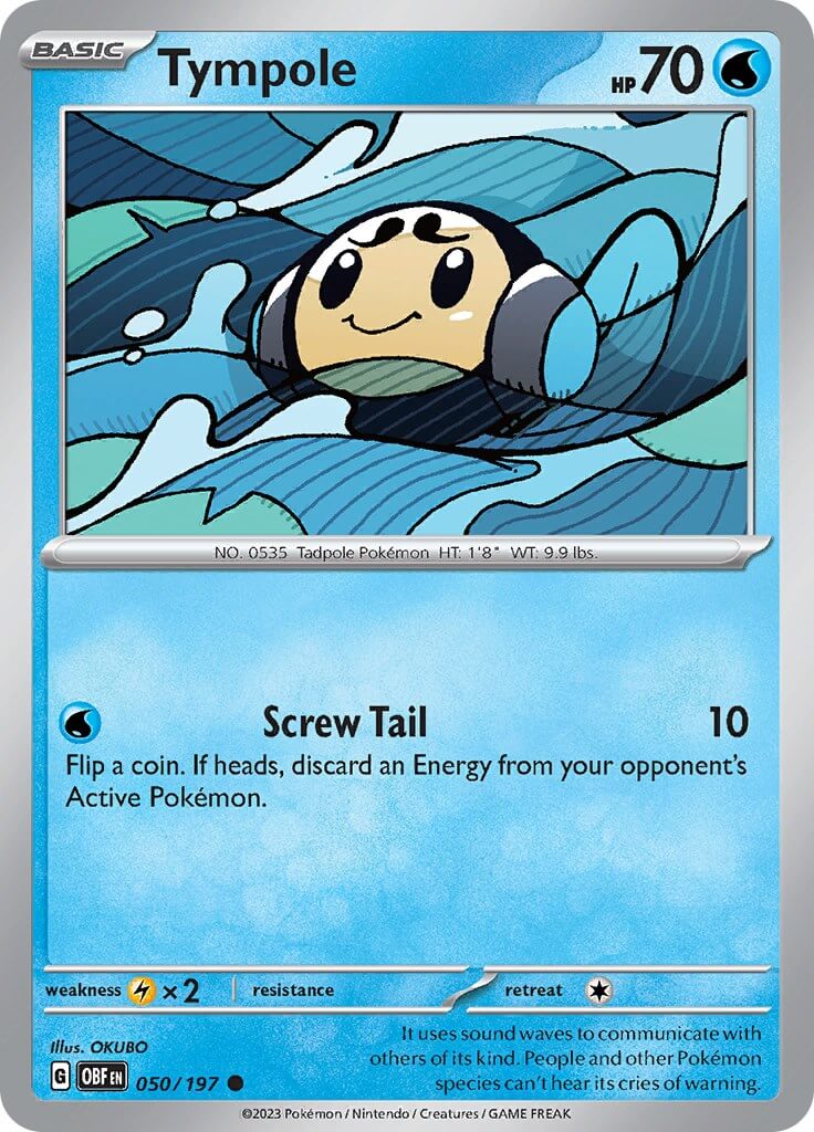 Tympole [OBF - 050/197] Condition: Near Mint Collectible Trading Cards SV03: Obsidian Flames Also available: Language: English Printing: Reverse Holofoil