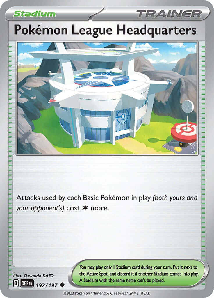 Pokemon League Headquarters [OBF - 192/197] Condition: Near Mint Collectible Trading Cards SV03: Obsidian Flames Also available: Language: English Printing: Reverse Holofoil