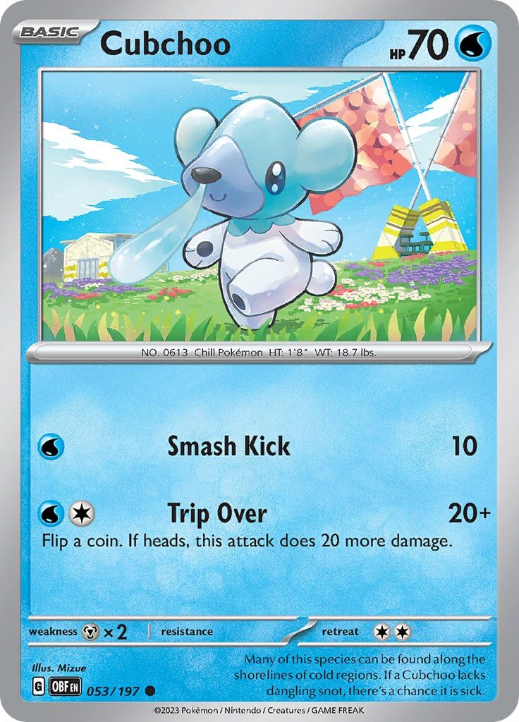 Cubchoo [OBF - 053/197] Condition: Near Mint Collectible Trading Cards SV03: Obsidian Flames Also available: Language: English Printing: Reverse Holofoil