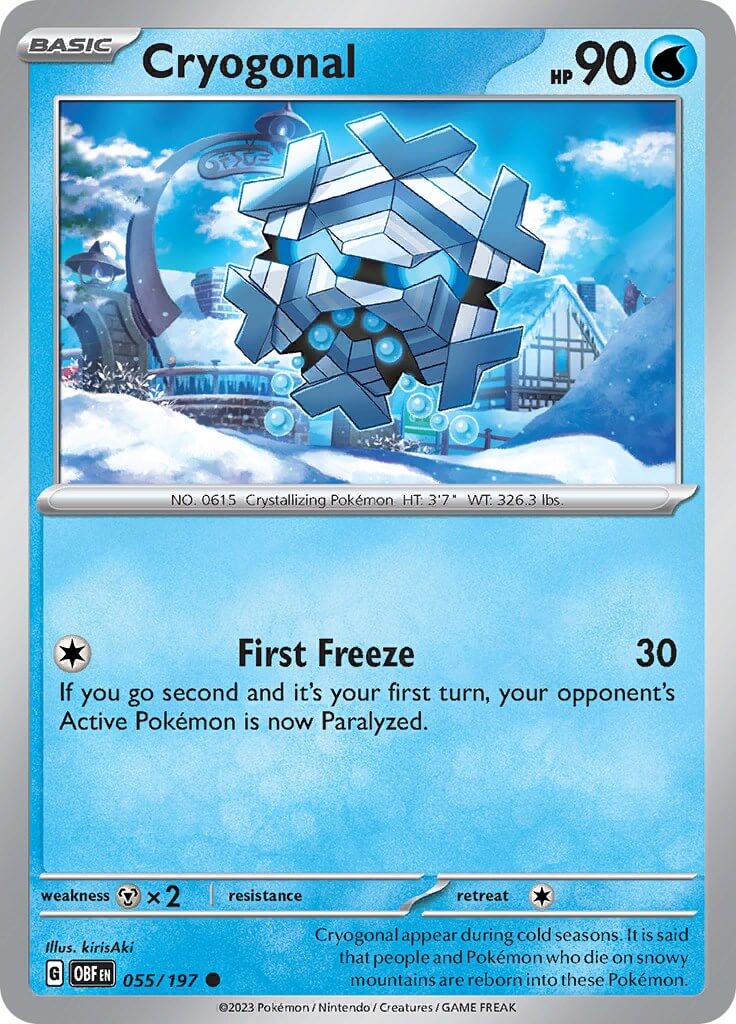 Cryogonal [OBF - 055/197] Condition: Near Mint Collectible Trading Cards SV03: Obsidian Flames Also available: Language: English Printing: Reverse Holofoil