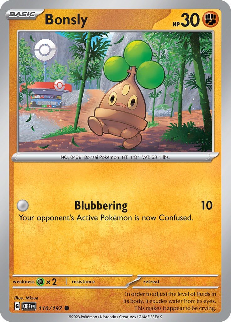 Bonsly [OBF - 110/197] Condition: Near Mint Collectible Trading Cards SV03: Obsidian Flames Also available: Language: English Printing: Reverse Holofoil