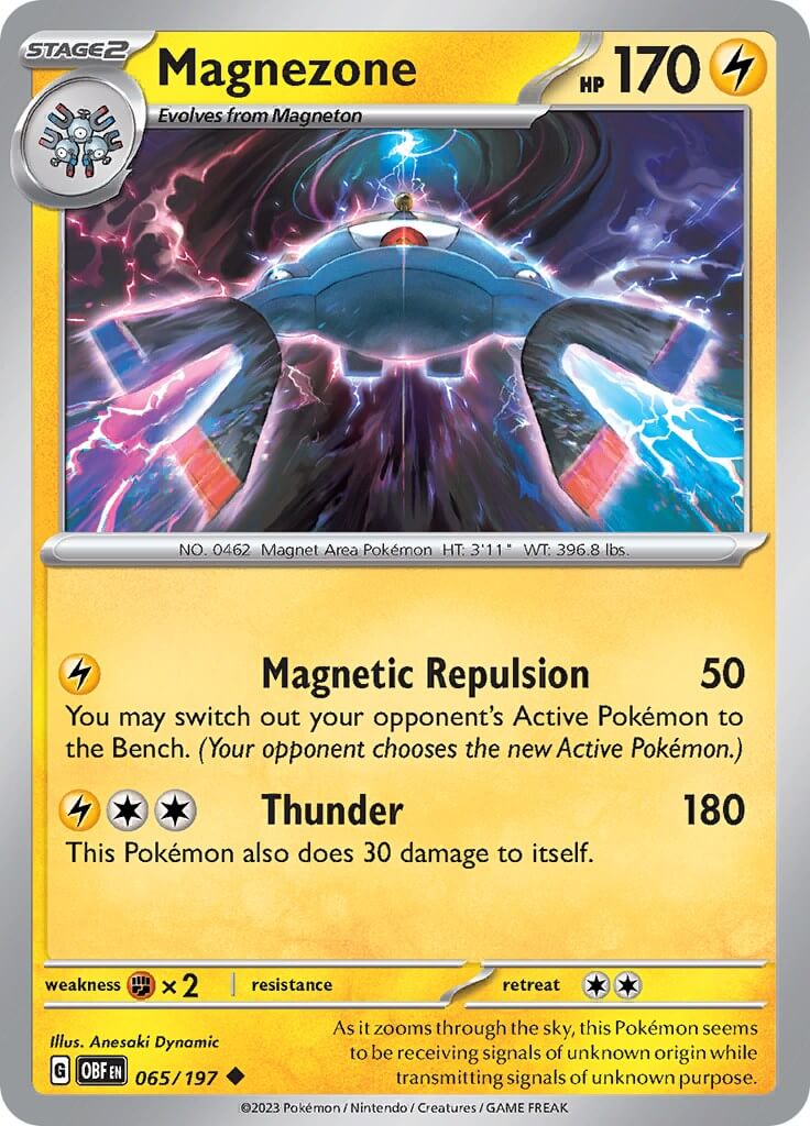 Magnezone [OBF - 065/197] Condition: Near Mint Collectible Trading Cards SV03: Obsidian Flames Also available: Language: English Printing: Reverse Holofoil