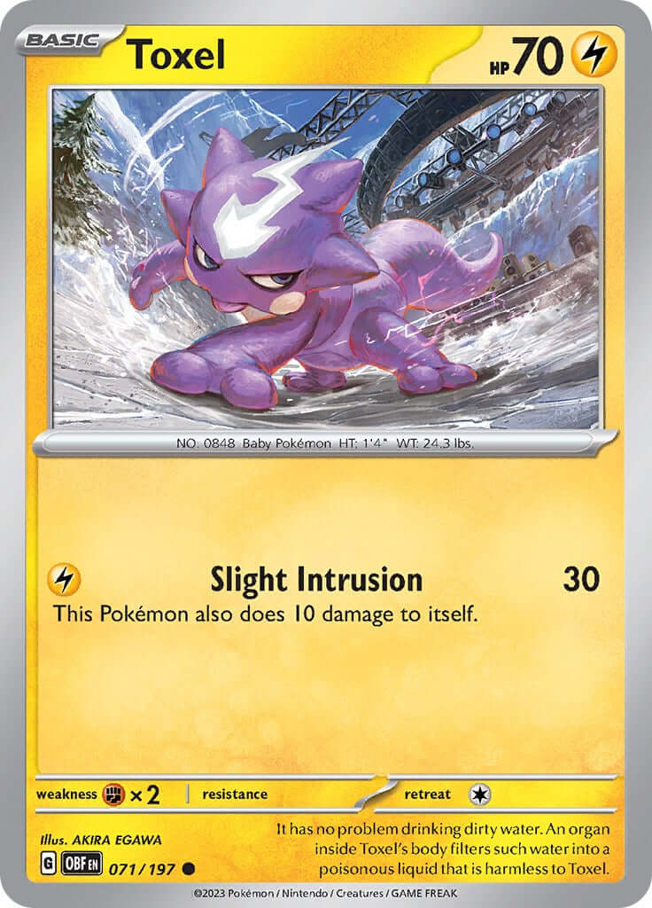 Toxel [OBF - 071/197] Condition: Near Mint Collectible Trading Cards SV03: Obsidian Flames Also available: Language: English Printing: Reverse Holofoil