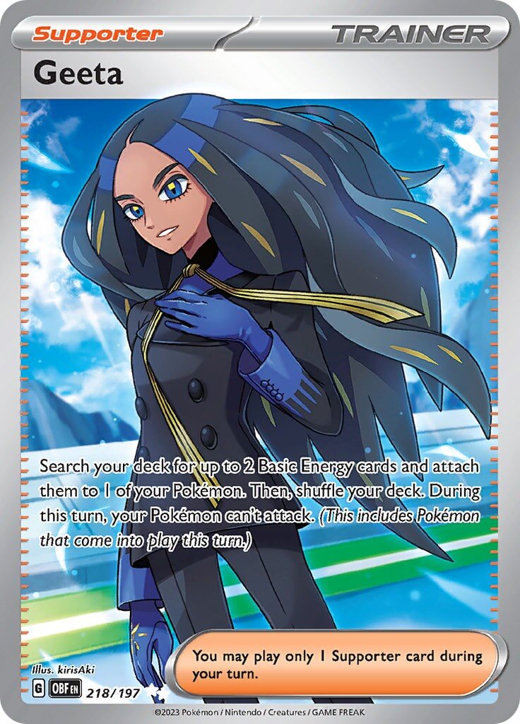Geeta - 218/197 [OBF - 218/197] Condition: Near Mint Collectible Trading Cards SV03: Obsidian Flames Also available: Language: English Printing: Holofoil