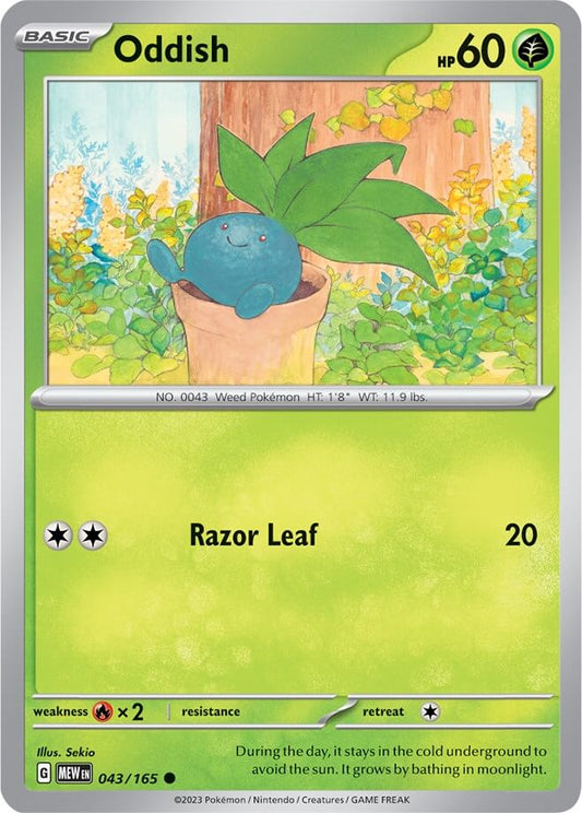 Oddish [MEW - 043/165] Condition: Near Mint Collectible Trading Cards SV: Scarlet & Violet 151 Also available: Language: English Printing: Reverse Holofoil