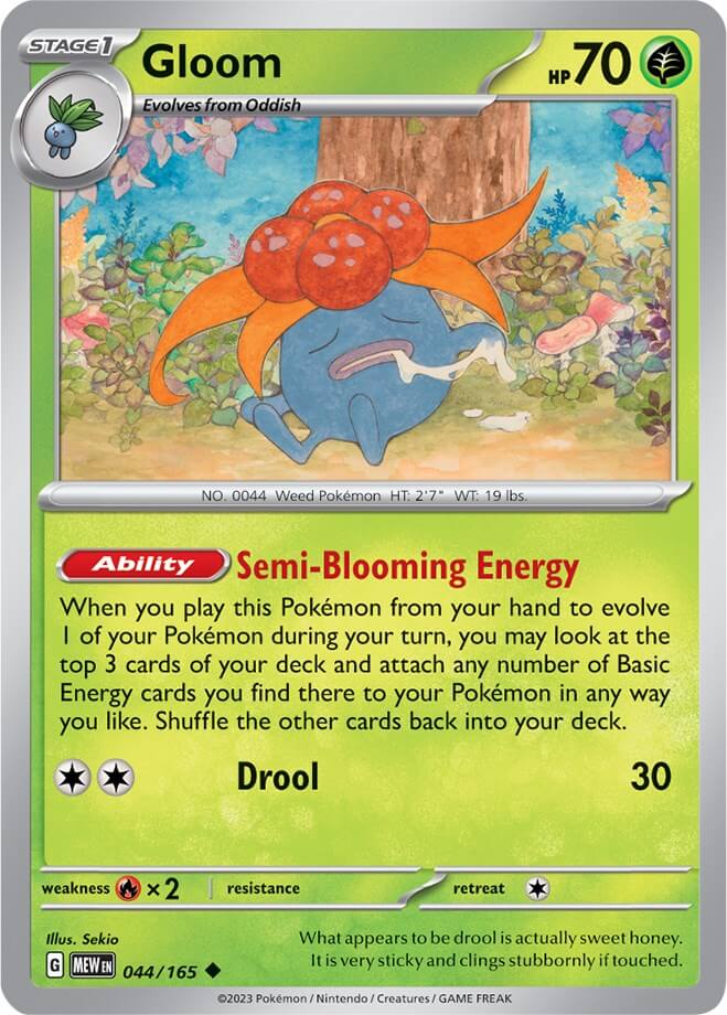Gloom [MEW - 044/165] Condition: Near Mint Collectible Trading Cards SV: Scarlet & Violet 151 Also available: Language: English Printing: Reverse Holofoil