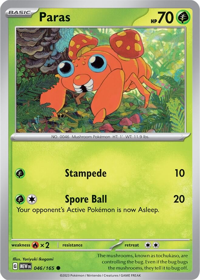 Paras [MEW - 046/165] Condition: Near Mint Collectible Trading Cards SV: Scarlet & Violet 151 Also available: Language: English Printing: Reverse Holofoil