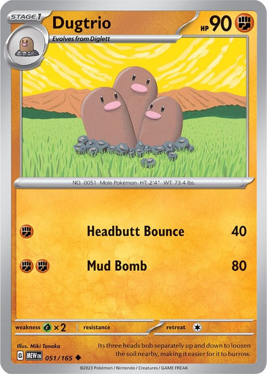 Dugtrio [MEW - 051/165] Condition: Near Mint Collectible Trading Cards SV: Scarlet & Violet 151 Also available: Language: English Printing: Reverse Holofoil