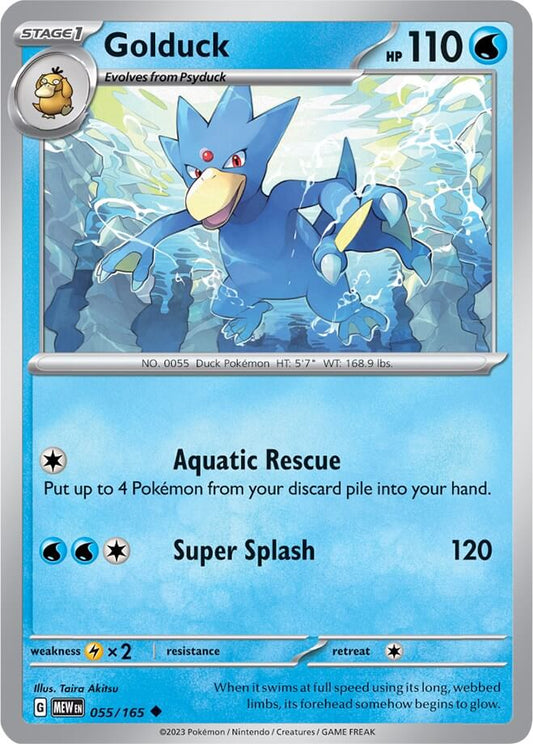 Golduck [MEW - 055/165] Condition: Near Mint Collectible Trading Cards SV: Scarlet & Violet 151 Also available: Language: English Printing: Reverse Holofoil