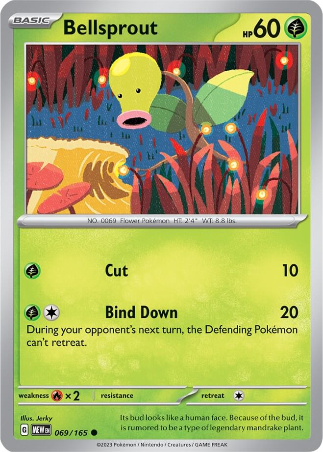 Bellsprout [MEW - 069/165] Condition: Near Mint Collectible Trading Cards SV: Scarlet & Violet 151 Also available: Language: English Printing: Reverse Holofoil