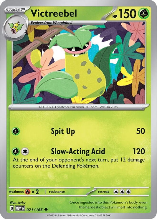 Victreebel [MEW - 071/165] Condition: Near Mint Collectible Trading Cards SV: Scarlet & Violet 151 Also available: Language: English Printing: Reverse Holofoil