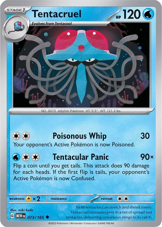Tentacruel [MEW - 073/165] Condition: Near Mint Collectible Trading Cards SV: Scarlet & Violet 151 Also available: Language: English Printing: Reverse Holofoil