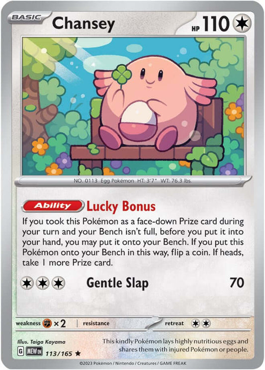 Chansey [MEW - 113/165] Condition: Near Mint Collectible Trading Cards SV: Scarlet & Violet 151 Also available: Language: English Printing: Holofoil