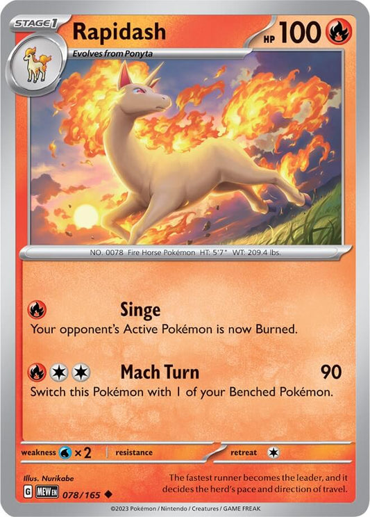 Rapidash [MEW - 078/165] Condition: Near Mint Collectible Trading Cards SV: Scarlet & Violet 151 Also available: Language: English Printing: Reverse Holofoil
