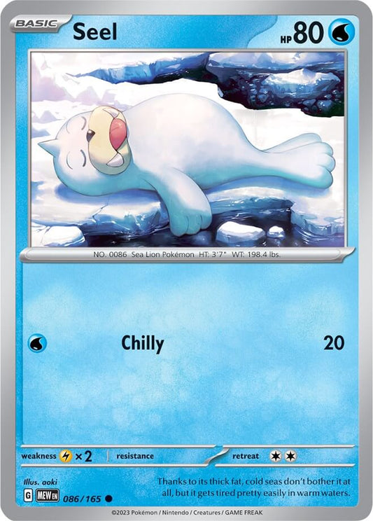 Seel [MEW - 086/165] Condition: Near Mint Collectible Trading Cards SV: Scarlet & Violet 151 Also available: Language: English Printing: Reverse Holofoil