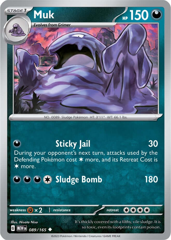 Muk [MEW - 089/165] Condition: Near Mint Collectible Trading Cards SV: Scarlet & Violet 151 Also available: Language: English Printing: Reverse Holofoil
