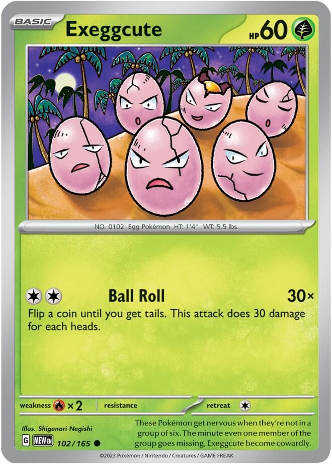 Exeggcute [MEW - 102/165] Condition: Near Mint Collectible Trading Cards SV: Scarlet & Violet 151 Also available: Language: English Printing: Reverse Holofoil