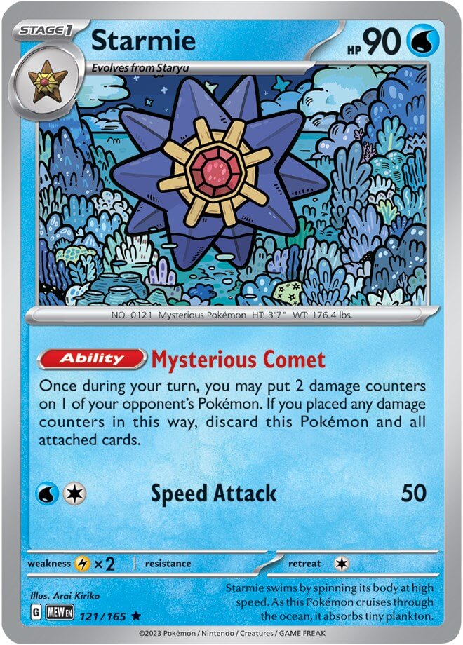 Starmie [MEW - 121/165] Condition: Near Mint Collectible Trading Cards SV: Scarlet & Violet 151 Also available: Language: English Printing: Holofoil