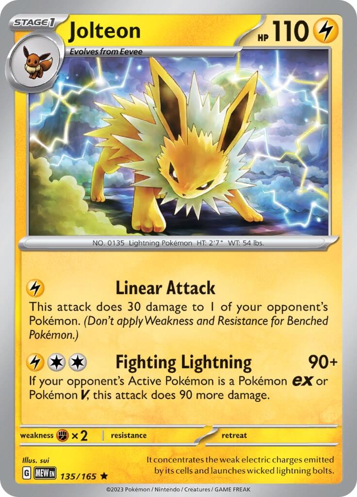 Jolteon [MEW - 135/165] Condition: Near Mint Collectible Trading Cards SV: Scarlet & Violet 151 Also available: Language: English Printing: Holofoil