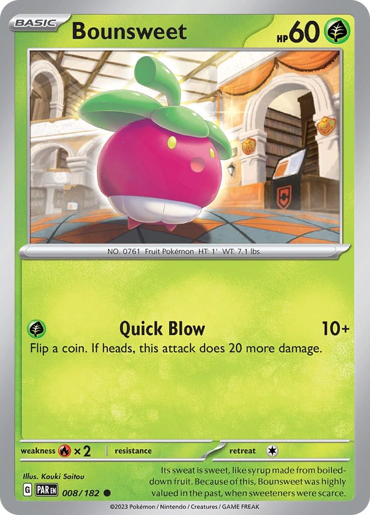 Bounsweet [PAR - 008/182] Condition: Near Mint Collectible Trading Cards SV04: Paradox Rift Also available: Language: English Printing: Reverse Holofoil
