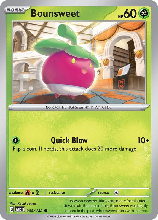 Bounsweet [PAR - 008/182] Condition: Near Mint Collectible Trading Cards SV04: Paradox Rift Also available: Language: English Printing: Reverse Holofoil