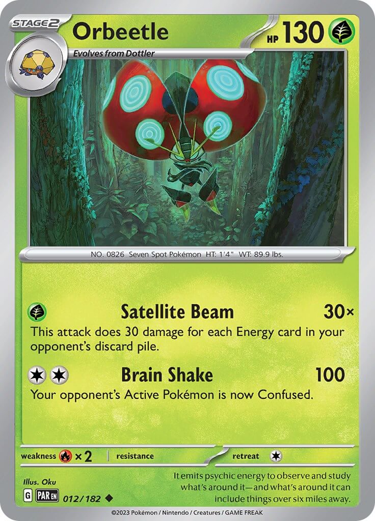 Orbeetle [PAR - 012/182] Condition: Near Mint Collectible Trading Cards SV04: Paradox Rift Also available: Language: English Printing: Reverse Holofoil