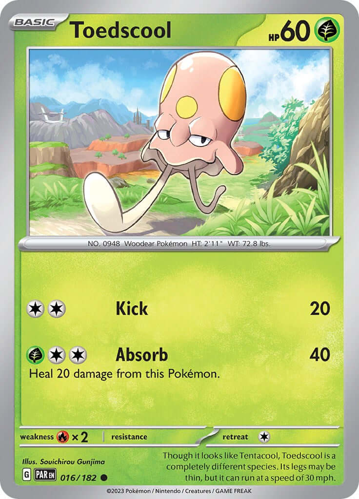 Toedscool - 016/182 [PAR - 016/182] Condition: Near Mint Collectible Trading Cards SV04: Paradox Rift Also available: Language: English Printing: Reverse Holofoil