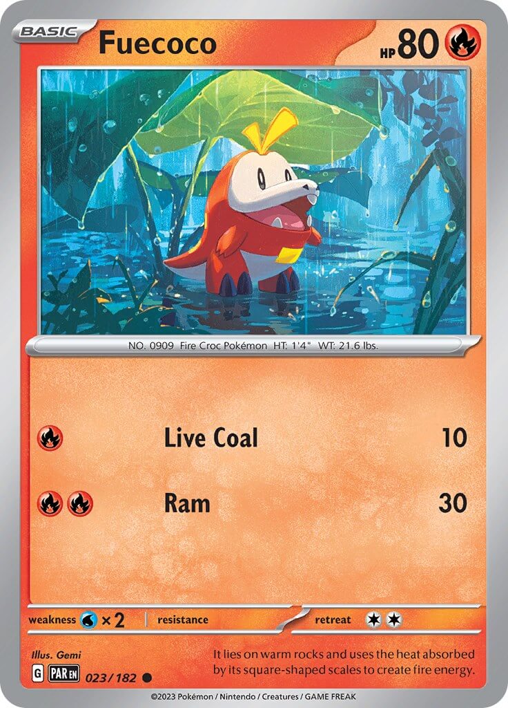 Fuecoco [PAR - 023/182] Condition: Near Mint Collectible Trading Cards SV04: Paradox Rift Also available: Language: English Printing: Reverse Holofoil