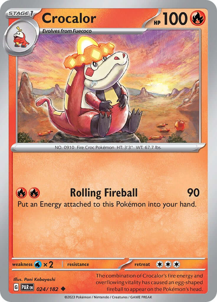 Crocalor [PAR - 024/182] Condition: Near Mint Collectible Trading Cards SV04: Paradox Rift Also available: Language: English Printing: Reverse Holofoil