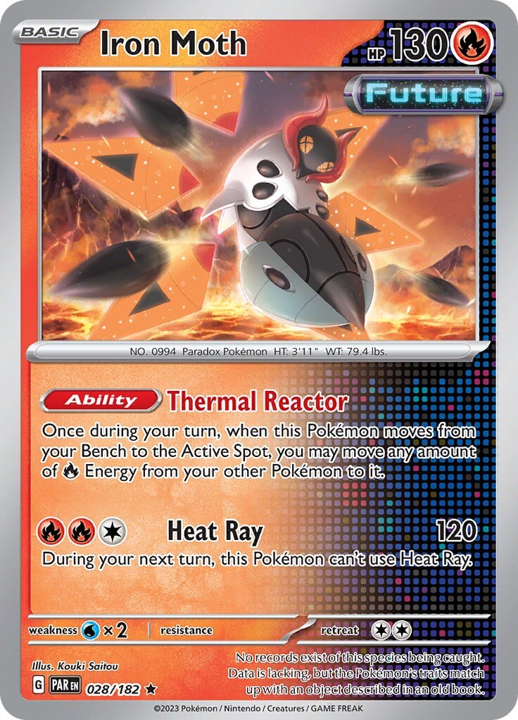 Iron Moth - 028/182 [PAR - 028/182] Condition: Near Mint Collectible Trading Cards SV04: Paradox Rift Also available: Language: English Printing: Holofoil