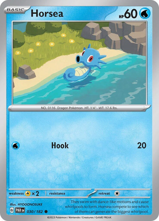 Horsea [PAR - 030/182] Condition: Near Mint Collectible Trading Cards SV04: Paradox Rift Also available: Language: English Printing: Reverse Holofoil