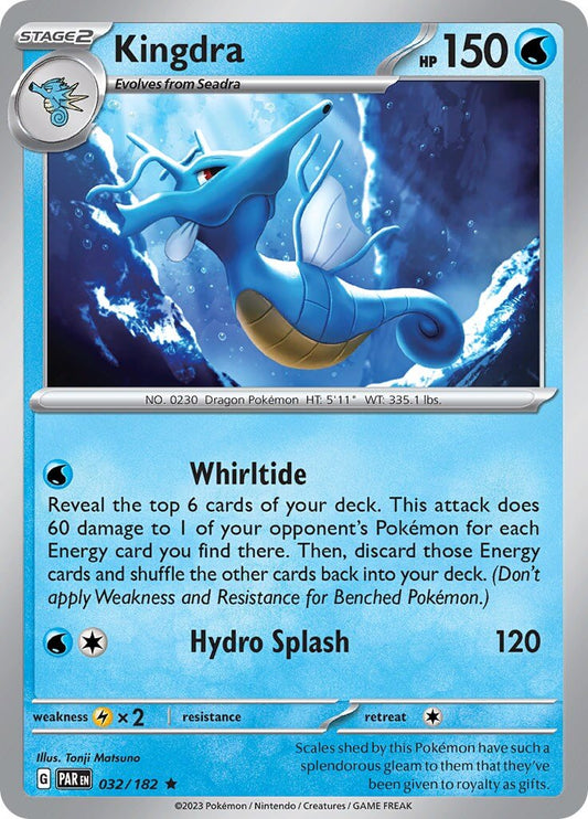 Kingdra [PAR - 032/182] Condition: Near Mint Collectible Trading Cards SV04: Paradox Rift Also available: Language: English Printing: Holofoil