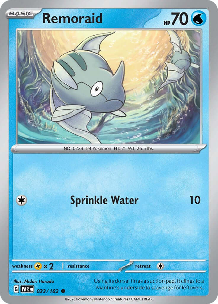 Remoraid [PAR - 033/182] Condition: Near Mint Collectible Trading Cards SV04: Paradox Rift Also available: Language: English Printing: Reverse Holofoil