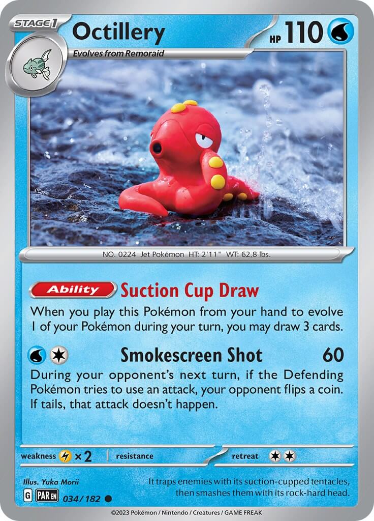 Octillery [PAR - 034/182] Condition: Near Mint Collectible Trading Cards SV04: Paradox Rift Also available: Language: English Printing: Reverse Holofoil