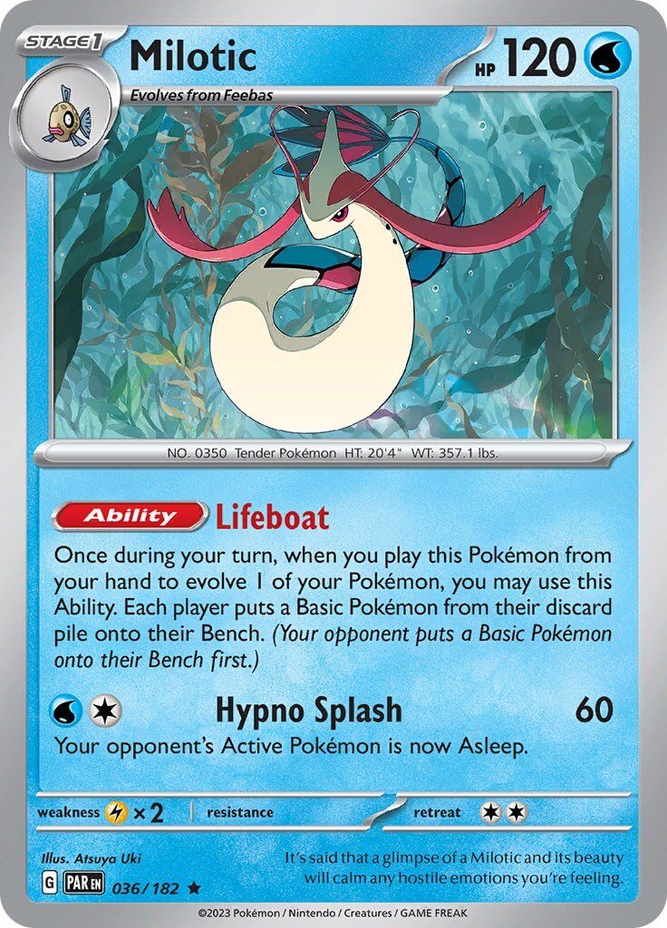 Milotic [PAR - 036/182] Condition: Near Mint Collectible Trading Cards SV04: Paradox Rift Also available: Language: English Printing: Holofoil